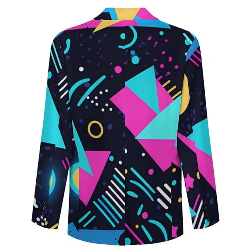 80s 90s Blue Pattern Men's Suit Jacket 2 Button Lapel Blazers Business Coat Tuxedo for Wedding Dinner4