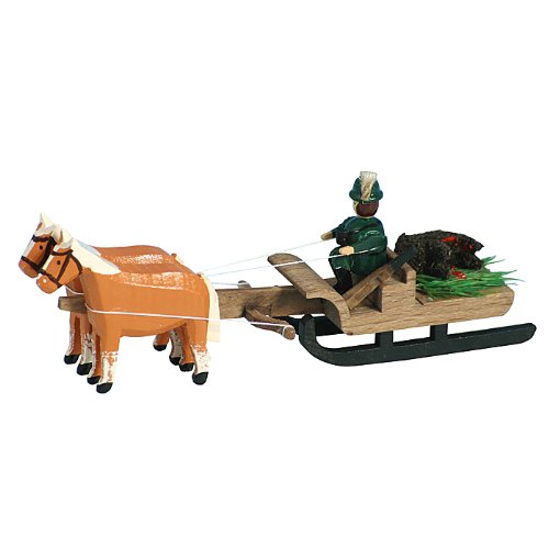 Rudolphs Schatzkiste Pferdeschlitten Jäger mit Wildschwein Miniaturgespann Länge 9cm NEU Gespann Mini Miniatur Seiffen Erzgebirge Pferdefuhrwerk Setzkasten Pferdegespann Dekoration