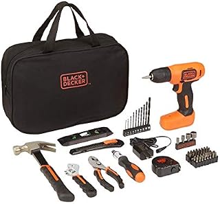 BLACK+DECKER 8V Drill & Home Tool Kit, 57 Piece (BDCD8PK)