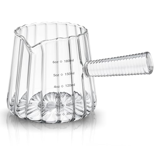 Espresso Measuring Cup 6 Oz, Espresso Glass Cups with V-Shaped Spout