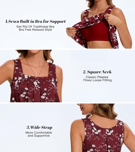 Image of Camisoles for Women with Built in Bra Adjustable Strap Tank Tops Cami Sleeveless Summer Tops for Workout Sleeping Traveling
