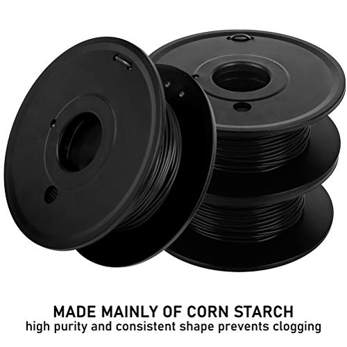 GYZJ 3D Printer Filament PLA Black Filament 1.75MM 200g Consumables Neat Winding No Bubbles High Precision Tangle-Free 3D Art Toy Art Decoration Cars Modules Temperature 190-210 Degree