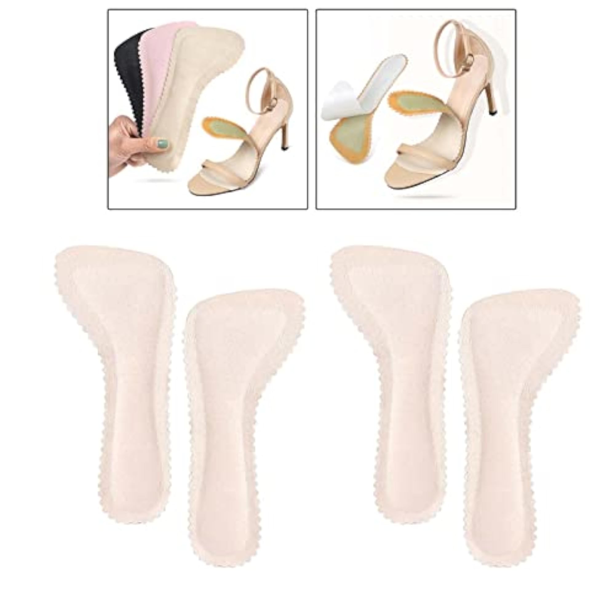 2 Pairs High Heel Shoe Pad Anti Slip Comfortable Apricot