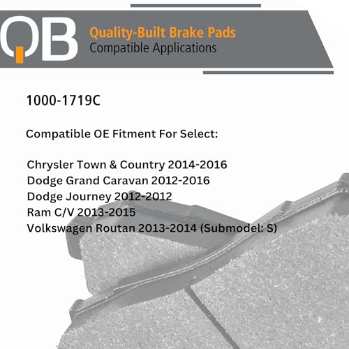 QUALITY-BUILT Rear Ceramic Brake Pads, QB 1000-1719C, Compatible with 2012-2016 Chrysler/Dodge/Ram/Volkswagen (C/V, Grand Caravan, Journey, Routan, Town & Country) by Quality-Built - Used condition - Image 3