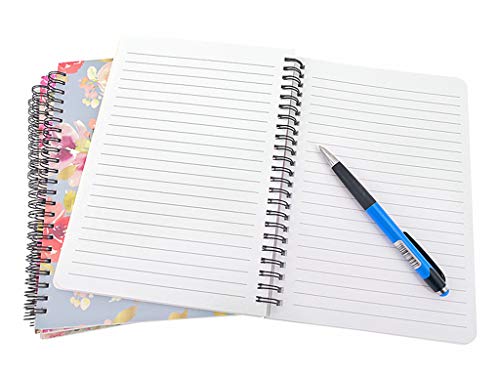 4 Pack A5 Spiral Notebook Journal,Wirebound Ruled Sketch Book Notepad Diary Memo Planner,A5 Size(8.3X5.7") & 80 Sheets (Floral) #TOP6