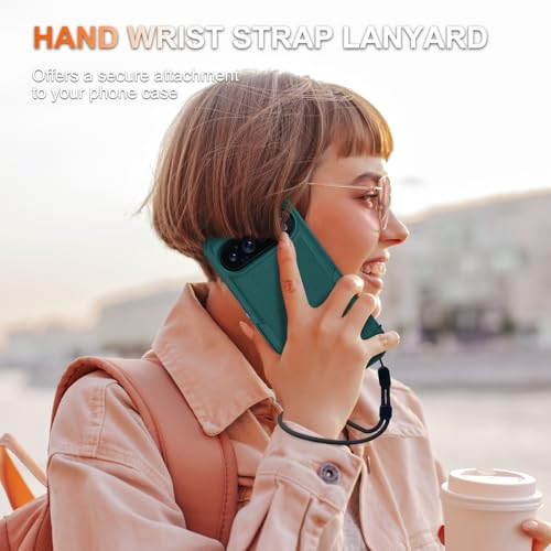 RMOCR Case for Google Pixel 9/9 Pro, Full Body Heavy Duty Rugged Shockproof Protective Phone Cover with Lanyard Strap, Tempered Glass Screen Protector and Camera Lens Cover, Dark Green