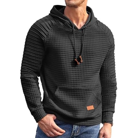 COOFANDY Men's Waffle-Knit Thermal Hoodie Cover