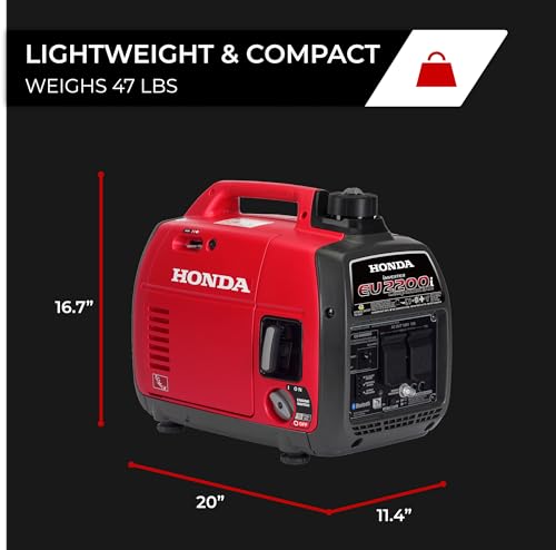 Image of Honda EU2200i Companion 2200 Watt Inverter Generator, Super Quiet 120V Gas Powered Portable Generator for Camping or RV Backup Power Supply, Up to 8.1 Hour Run Time (EU2200ITAN5) | Super Quiet, CO-Minder