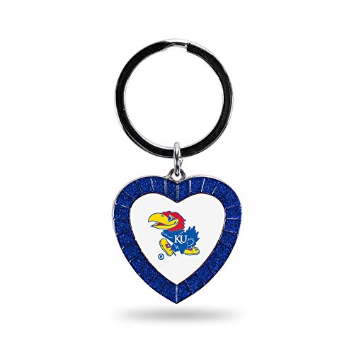 Rico Industries NCAA Kansas Jayhawks NCAA Rhinestone Heart Colored Keychain, Royal, 3-inches in Length