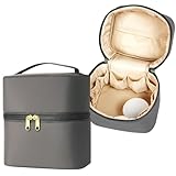 atRise "立てて入る" バニティポーチ【メイク用品が全部まとまる】コスメが整う 化粧ポーチ 大容量 M/L 大人カラー スキンケア 洗面用具 持ち運び 旅行や普段使いに (チャコールグレー(Plus), L)