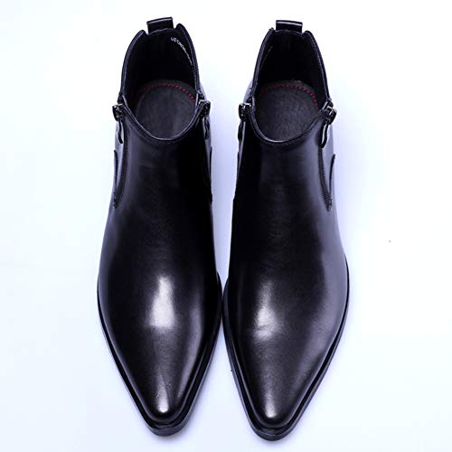 Santimon Men's Ankle Genuine Leather Dress Fashion Zipper Pointed Toe Casual Boots Black 14 Us #TOP4