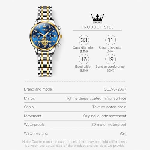 OLEVS Womens Watch Fashion Dress Diamond Roman Numerals Ladies Analog Quartz Stainless Steel Waterproof Luminous Date Female Watch Gift