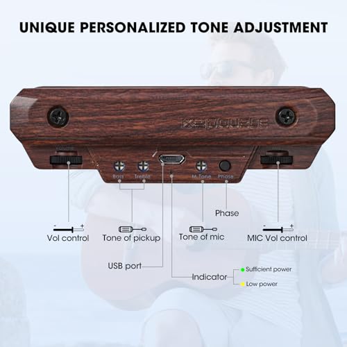 Captador de guitarra acústica recarregável ativo Soundhole Captador ajustável para violão, bobina ma