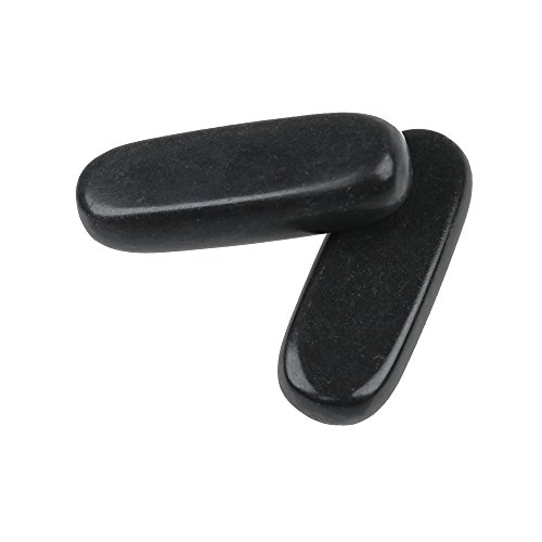 Romonacr 2Pcs Stripe Professional Massage Hot Stone Set Natural Lava Heated Stones Basalt Warmer Rock For Spa, Massage Therapy 3.14 X 1.18 In(3X8Cm) Black #TOP1
