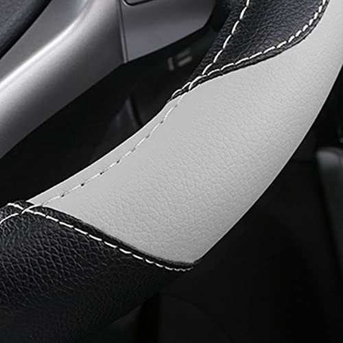 Leather Car Steering Wheel Cover, Non-Slip Car Wheel Cover Protector Breathable Microfiber Leather Universal Fit for Most Cars(Grey) by szttswamp - Image 5