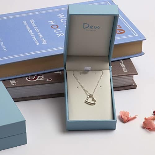 Dew Sterling Silver Open Heart Necklace of Length 45.7 cm