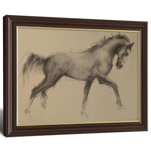 Image of Framed Vintage Highland Cow Canvas Wall Art, Black and Brown Cattle Portrait Canvas Prints Pictures, Rustic Farmhouse Wall Decor for Living Room Bedroom Farmhouse Kitchen