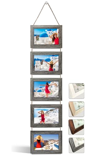 NEOWS Cadre Photo Multiple avec Corde pour Suspendre au Mur - Lot de Cadres Décoratifs pour Accrochage Mural Vertical - Porte Portrait Pele Mele - Photos...