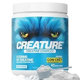 CREATURE® Creatine Complex - Creatine Monohydrate Powder with 5 Types of Creatine Including Con-Crēt® Creatine HCL, Promotes Muscle, Strength, Endurance, Brain Health, Unflavored, 300g 60 Servings