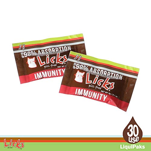 Licks Pill-Free Cat Immunity - Immune Support Cat Supplies - Respiratory Supplements for Cats - Cat Health Supplies - Gel Packets - 30 Use - Thumbnail 2