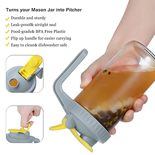 3 Pack Wide Mouth Mason Jar Pouring Spout Lid With Handle For Ball Mason Jars, Leak-Free And Airtight, Turns Your Mason Jar Into Pitcher #TOP2