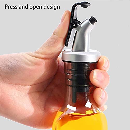 Set per sale e pepe, olio e aceto, con supporto, in acciaio inox e vetro, 5 pezzi
