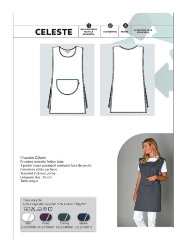Tablier chasuble réglable taille unique en coton avec poche centrale - 2