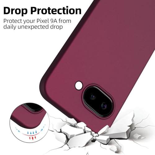 X-level for Google Pixel 9A Case Slim Fit Soft Flexible TPU [Guardian Series] Ultra-Thin Grip Matte Finish Coating Phone Back Cover Light Shockproof Protective Case for Women Men-Wine red by X-level - Image 5
