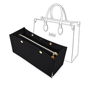 LEXSION Felt Purse Organizer Insert,Handbag Organizer with Detachalbe Zipper Pocket for ONTHEGO PM,3 Size 8034 Black Small