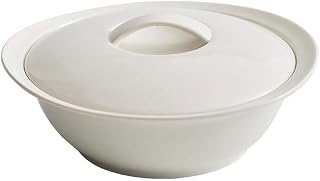 Tazón de sopa de cerámica blanca con tapa, elegante vajilla para el hogar y el comedor del hotel