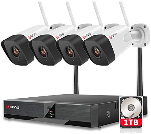 Wireless Home Security Camera System,4×2MP IP Camera 8CH NVR with 1TB HDD,Motion Detection,Night Vision,Audio Support