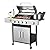 4-Burner Propane Gas Grill with Side Burner, 46,000 BTU Outdoor BBQ Grill with Porcelain-Enameled Cast Iron Grates and Griddle Pan, Built-in Thermometer Stainless Steel Grill for Outdoor Cooking