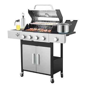4 burner gas grill with side burner