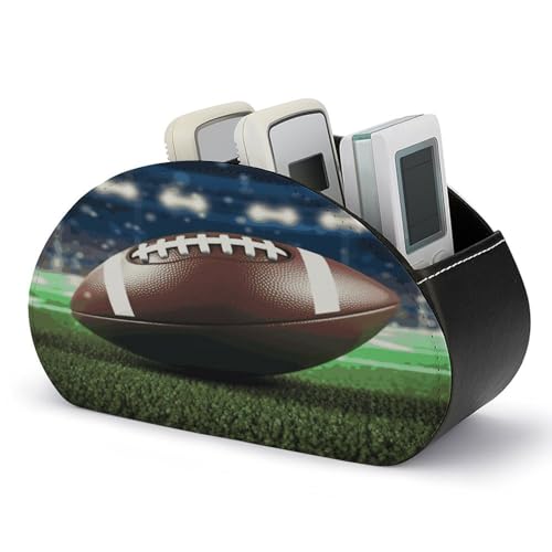 QMKFWT Support de télécommande de football américain en cuir PU avec 5 compartiments, organiseur de rangement multifonctionnel pour télécommandes TV, téléphone, lunettes