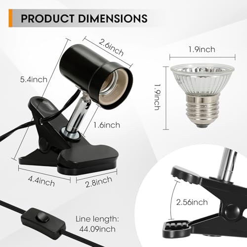 GeeKoit (2nd Gen) 50W Reptile Heat Lamp Turtle Lamp UVA UVB Bulb with Compact Fixture Basking Light Simulated Sunlight Heat Bulbs for Reptiles Amphibians Turtle Bearded Dragon Lizard Snake Chicken