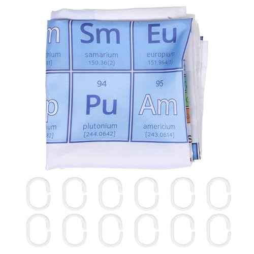 Amosfun 1 Juego Cortina de la Ducha transatlántico Cortina de Ducha en y Ventana Banda Tabla periodica Tabla periódica Cortina Impermeable Suministro de baño poliéster Grey
