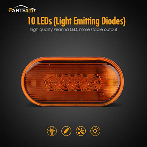 Partsam 4Pcs Amber 10Led Side Marker Clearance Light For Trailer Truck Rv Camper, 4 Inch, 4X2 Rectangular Rectangle Led Lights Identification Lights 12V #TOP1