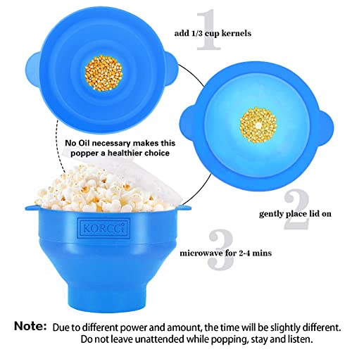 Image of The Original Korcci Microwaveable Silicone Popcorn Popper, Microwave Popcorn Popper, Collapsible Microwave Popcorn Maker Bowl, No Oil Required, Use In Microwave, Dishwasher Safe (Light Blue)