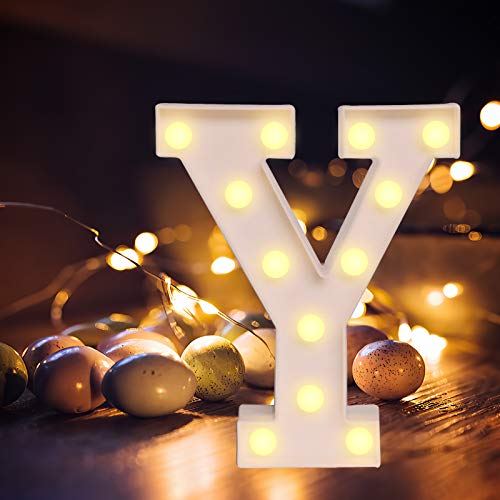 Yuehuam Letras de Marquesina Led Vintage Alfabeto Grande Iluminar Letrero Decoración Letras a - Z Luces de Símbolo para Fiesta de Bodas de Navidad Luz de Noche Barra de Inicio