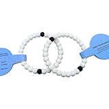 2 Balance Bracelets, Silicone Beaded Solid White Pair - Medium Size