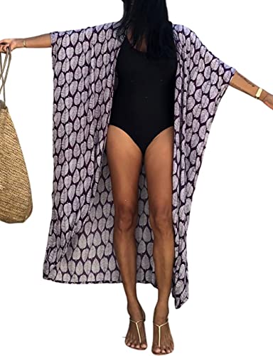 Image of Bsubseach Stylish Tie Dye Open Front Long Kimono Swimsuit Coverup for Women