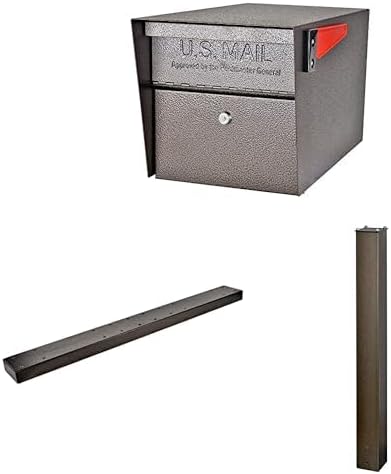 Mail Boss Mail Manager X4 In-Ground Mount Combo Kit Locking Metal Standard Mailbox - Bronze
