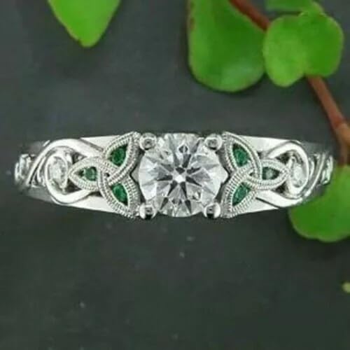 2 Ct Round Cut Diamond Art Deco Filigree Milgrain Trinity Celtic Knot Edwardian Womens Engagement Rings 14K White Gold Plated 925 Sterling Silver Handmade Customized Jewelry Gift For Her4