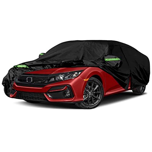 Image of Waterproof Car Cover Replace for 2011-2023 Honda Civic Hatchback, 6 Layers All Weather Custom-fit All Weather Car Covers with Zipper Door & Windproof Bands for Sun Snow Rain Dust Protection