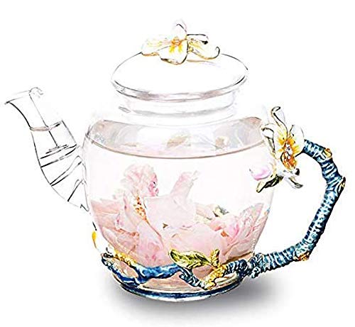 300ML Emaille Glas Teekanne 3D Blumentopf Kessel Europa Style Kaffeekanne Kreatives Trinkgeschirr