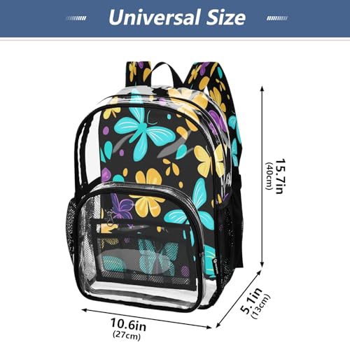 Clear Backpack for School Blue Yellow Butterflies Pattern Transparent Bookbag for Girls See Through PVC Boy Backpacks4
