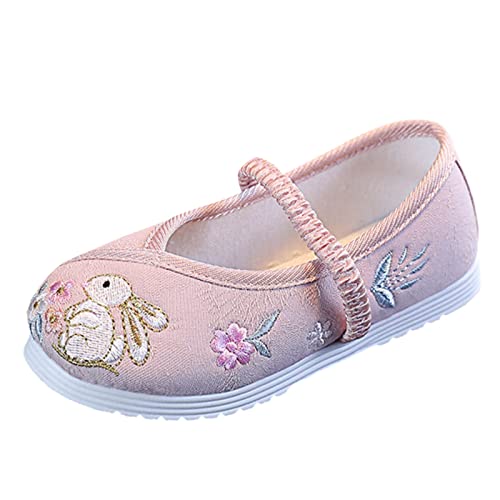 Girls Flat Bottomed Embroidered Sandals Fashionable Costume Children Performance Children Embroidered Girls Shoes 13 (Pink, 9 Toddler)