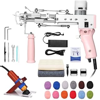ZOWWFAST Tufting Gun Kit with Carpet Trimmer & Yarn & Tufting Cloth, Rug Tufting Kit for High-Speed Weaving of Carpets,Rug Gun Machine Kit DIY Tools Pink