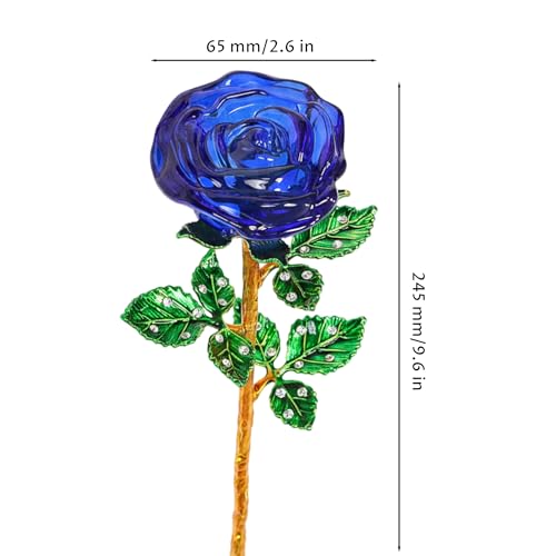 Rosa de cristal azul con tallo elegante para decoracion del hogar 6