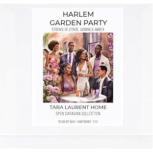 Luxury Scented Soy Candle Harlem Garden Party Blend of Jasmine Amber Long Burn Time 75 90 Hrs Great Gift Travel Themed 11 oz